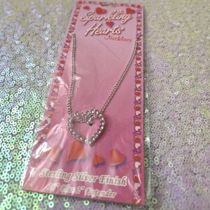 💥5/$10💥Pink rhinestone silver-tone heart necklace 💖
